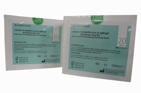 کیت تست سریع آنتی بادی IgG IgM COVID-19 استفاده حرفه ای 20 Test Labnovation