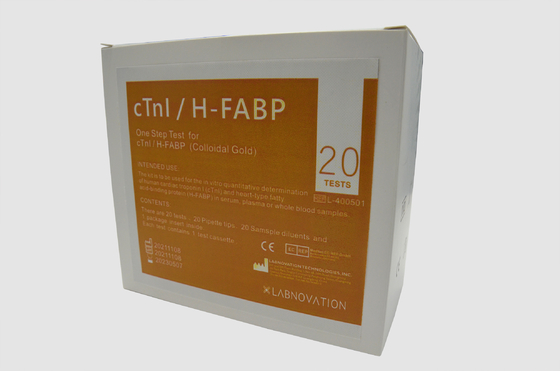 کیت تست سریع POCT حرفه ای تک مرحله ای کیت تست طلای کلوئیدی 20PCS CTnI H-FABP