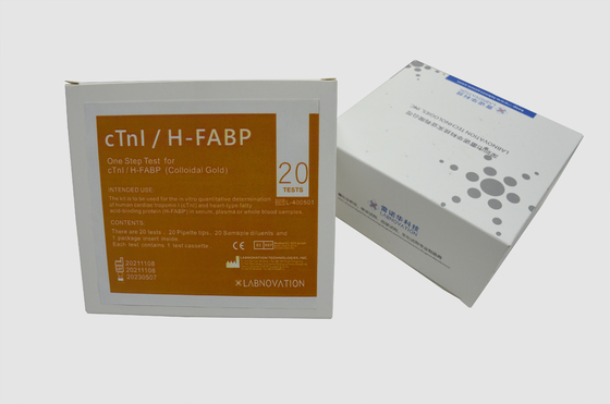 کیت تست سریع POCT حرفه ای تک مرحله ای کیت تست طلای کلوئیدی 20PCS CTnI H-FABP